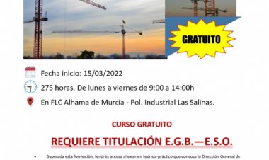 Curso gratuito de operario de grúa torre