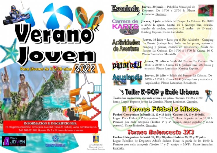 Actividades de verano 2022 para jóvenes de 12 a 20 años