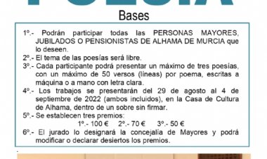 Bases del concurso de poesía y del campeonato de petanca. Semana de los Mayores 2022