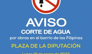ALHAMA: AVISO: corte de agua en Plaza de la Diputación el lunes 16 de enero de 9:00 a 14:00 h.