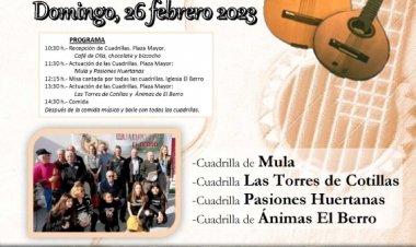 El Berro celebra el XIV Encuentro de Cuadrillas el domingo 26 de febrero