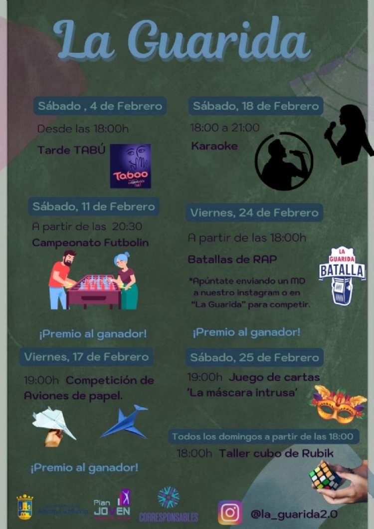 Actividades en el espacio joven La Guarida durante este mes de febrero