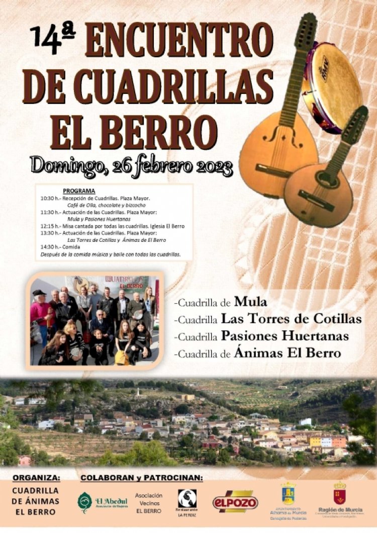 El Berro celebra el XIV Encuentro de Cuadrillas el domingo 26 de febrero