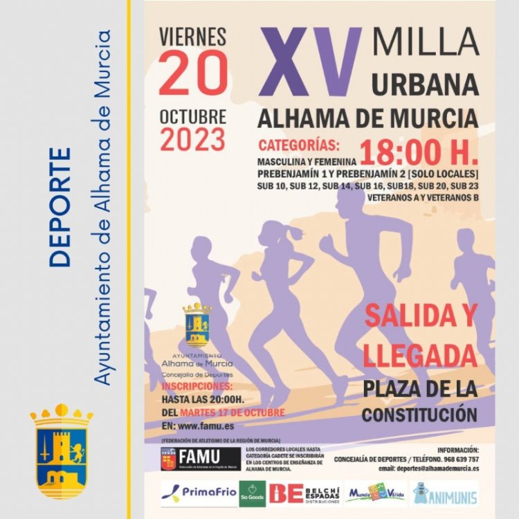 El viernes 20 de octubre, Alhama de Murcia decide los títulos regionales de Milla en Ruta