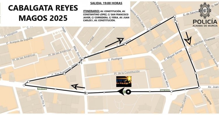 ALHAMA: El domingo 5 de enero se celebra la cabalgata de Reyes Magos, discurriendo por distintas calles del municipio.