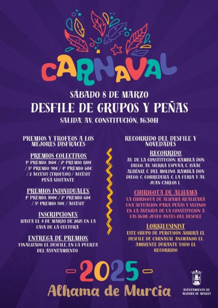 Alhama de Murcia se prepara para un Carnaval 2025 lleno de sorpresas