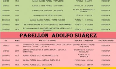 Agenda Deportiva para el fin de semana del 15 al 16 de marzo de 2025