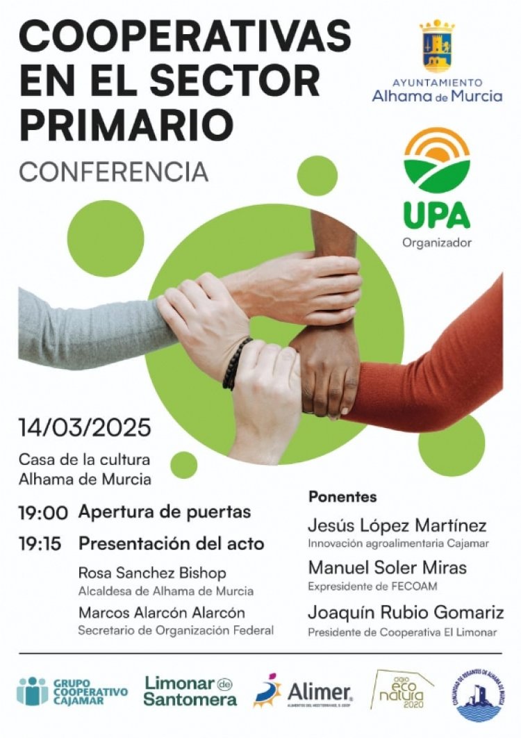 El Ayuntamiento de Alhama y UPA organizan una conferencia sobre el cooperativismo en el sector primario