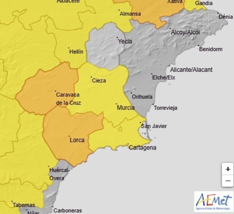 Actualización sobre avisos meteorológicos en el Valle del Guadalentín, Lorca y Águilas, día 6 de marzo