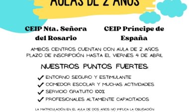 Última semana para matricular a niños de dos años en las aulas del Principe de España o de Nuestra Señora del Rosario