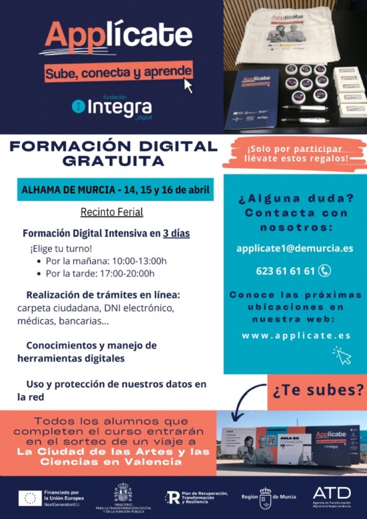 Abierto el plazo de inscripción para el aula móvil de "Applícate" con formación gratuita en competencias digitales